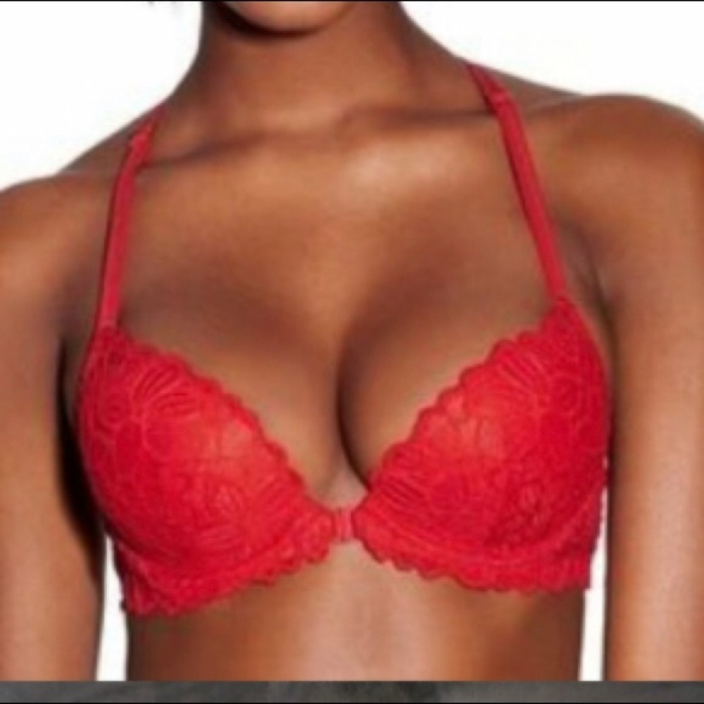 Lace front-open PINK bra